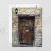 古い木製のフロントドアとライト ポストカード (正面/裏面)