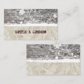 古い木製のヴィンテージの白いレースの座席表 プレイスカード (正面/裏面)