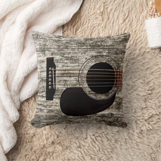 古い木製の上のアコースティックギター クッション (ブランケット)