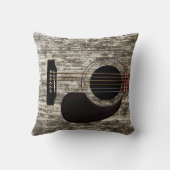 古い木製の上のアコースティックギター クッション (裏面)