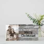 古い木製の写真のクリスマスカード シーズンカード (スタンド正面)