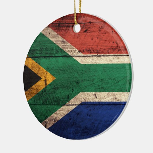 古い木製の南アフリカ国旗 セラミックオーナメント (左)