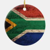 古い木製の南アフリカ国旗 セラミックオーナメント (裏面)