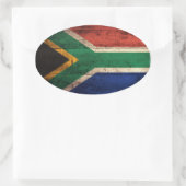 古い木製の南アフリカ国旗 楕円形シール (バッグ)