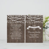 古い木製の折り畳まれた結婚式のプログラムのストリングライト (スタンド正面)