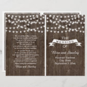 古い木製の折り畳まれた結婚式のプログラムのストリングライト (正面/裏面)