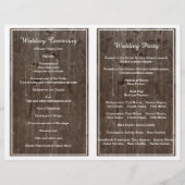 古い木製の折り畳まれた結婚式のプログラムのストリングライト (裏面)