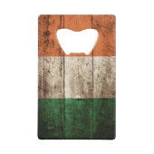 古い木製の穀物のアイルランドの旗 クレジットカード栓抜き (裏面)