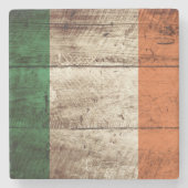 古い木製の穀物のアイルランドの旗 ストーンコースター (正面)