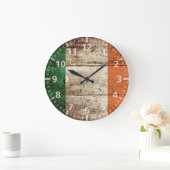 古い木製の穀物のアイルランドの旗 ラージ壁時計 (ホーム)