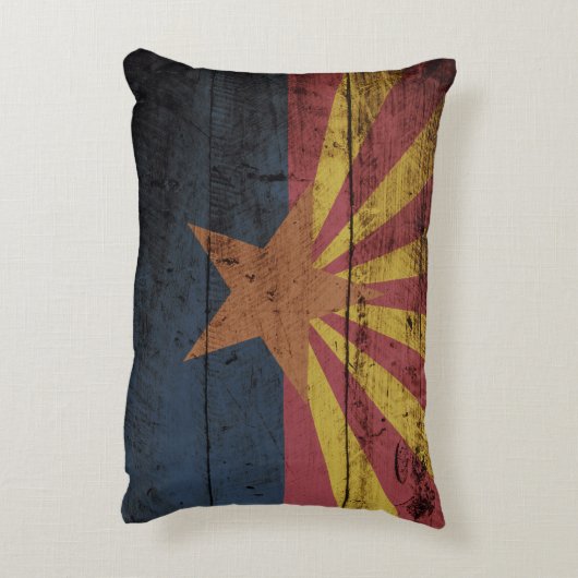 古い木製の穀物のアリゾナの州の旗 アクセントクッション (裏面(縦))