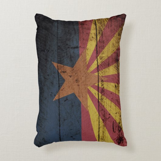 古い木製の穀物のアリゾナの州の旗 アクセントクッション (正面(垂直))