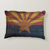 古い木製の穀物のアリゾナの州の旗 アクセントクッション (裏面)