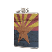 古い木製の穀物のアリゾナの州の旗 フラスク (左)