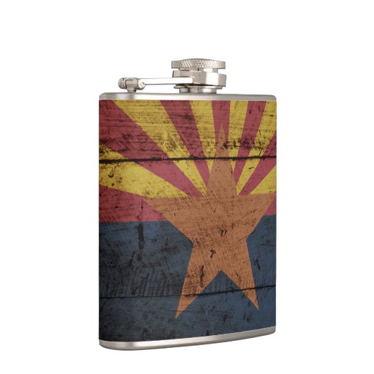 古い木製の穀物のアリゾナの州の旗 フラスク (右)