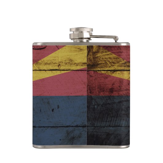 古い木製の穀物のアリゾナの州の旗 フラスク (裏面)