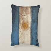 古い木製の穀物のアルゼンチンの旗 アクセントクッション (裏面(縦))