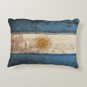 古い木製の穀物のアルゼンチンの旗 アクセントクッション (裏面)