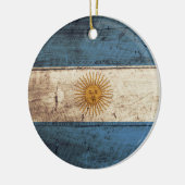 古い木製の穀物のアルゼンチンの旗 セラミックオーナメント (左)