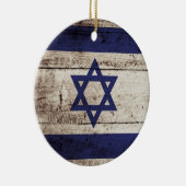 古い木製の穀物のイスラエル共和国の旗 セラミックオーナメント (右)
