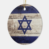 古い木製の穀物のイスラエル共和国の旗 セラミックオーナメント (左)