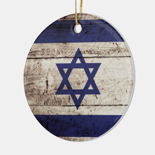 古い木製の穀物のイスラエル共和国の旗 セラミックオーナメント (左)