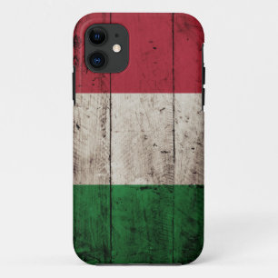 古い木製の穀物のイタリアの旗 iPhone 11 ケース