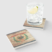 古い木製の穀物のウェストヴァージニアの州の旗 ストーンコースター (横)