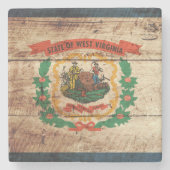 古い木製の穀物のウェストヴァージニアの州の旗 ストーンコースター (正面)