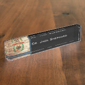 古い木製の穀物のウェストヴァージニアの州の旗 デスクネームプレート (側面)