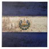 古い木製の穀物のエルサルバドルの旗 タイル (正面)