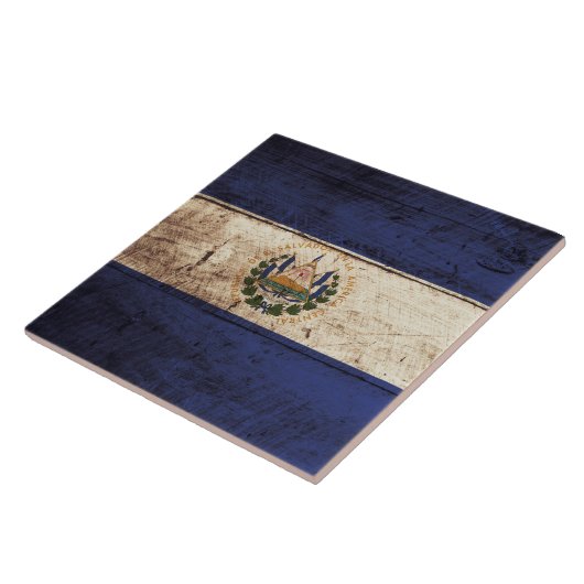 古い木製の穀物のエルサルバドルの旗 タイル (側面)