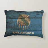 古い木製の穀物のオクラホマの州の旗 アクセントクッション (裏面)