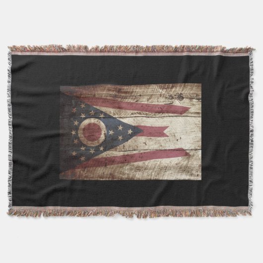 古い木製の穀物のオハイオ州の州の旗 スローブランケット (正面)