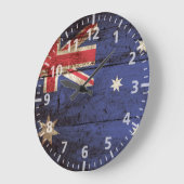 古い木製の穀物のオーストラリアの旗 ラージ壁時計 (傾斜)