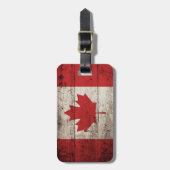 古い木製の穀物のカナダの旗 ラゲッジタグ (正面縦)