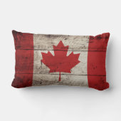 古い木製の穀物のカナダの旗 ランバークッション (裏面)