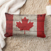 古い木製の穀物のカナダの旗 ランバークッション (ブランケット)