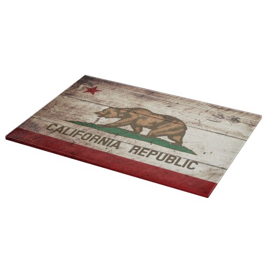 古い木製の穀物のカリフォルニア州の旗 カッティングボード (角)