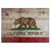 古い木製の穀物のカリフォルニア州の旗 カッティングボード (正面)