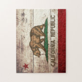 古い木製の穀物のカリフォルニア州の旗 ジグソーパズル (縦)