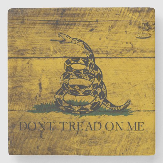 古い木製の穀物のガズデンの旗 ストーンコースター (正面)