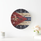 古い木製の穀物のキューバの旗 ラージ壁時計 (ホーム)