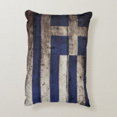 古い木製の穀物のギリシャの旗 アクセントクッション (裏面(縦))