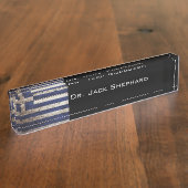 古い木製の穀物のギリシャの旗 デスクネームプレート (側面)