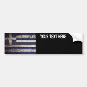 古い木製の穀物のギリシャの旗 バンパーステッカー
