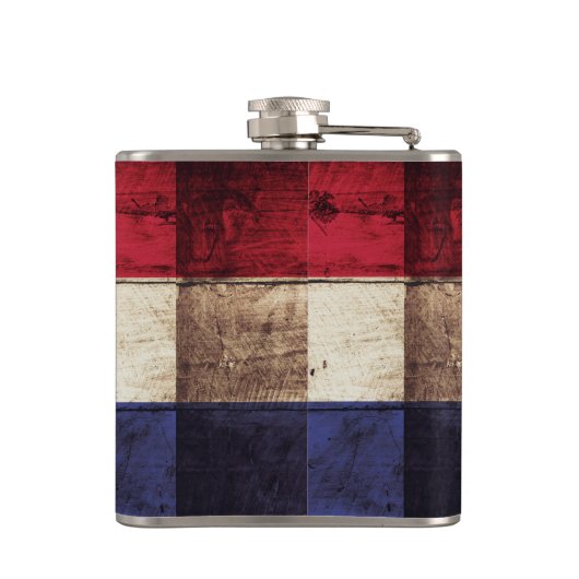 古い木製の穀物のクロアチアの旗 フラスク (裏面)