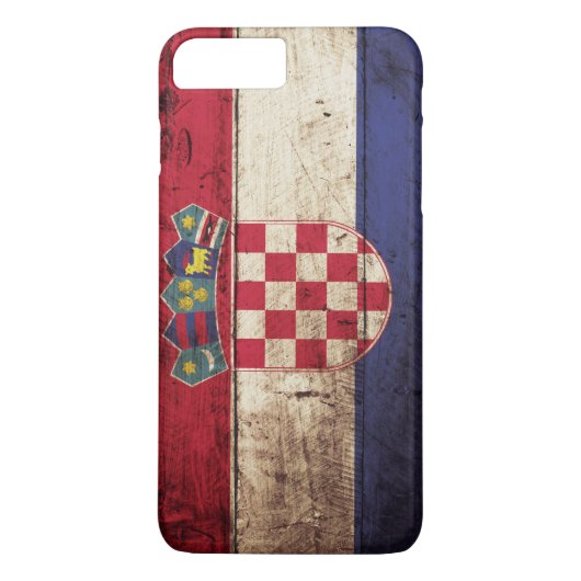 古い木製の穀物のクロアチアの旗 Case-Mate iPhoneケース (裏面)