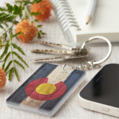 古い木製の穀物のコロラド州の州の旗 キーホルダー (正面右)