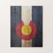 古い木製の穀物のコロラド州の州の旗 ジグソーパズル (縦)